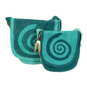 Rahmentrommel-Tasche aus Filz türkis-petrol, 54 cm kaufen München, Filz-Rahmentrommeltasche kaufen Erding, buy felt bag for 20,5