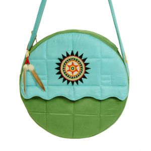 Rahmentrommel-Tasche NC Green Island, 38cm - rote Sonne kaufen München, Indianer-Trommel-Tasche kaufen, Schamanentrommel-Tasche kaufen Bayern, sac de tambour de cadre, borsa di tambour, Drum case for shamanic frame drum, Rahmentrommel-Tasche NC Green Isla