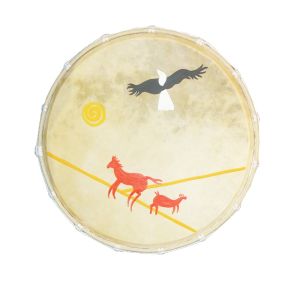 Rahmentrommel Steppe mit Adler und Pferd, 40 cm kaufen München, Schamanentrommel kaufen München, Indianertrommel kaufen Erding, shamanic-drum, frame-drum 16,5