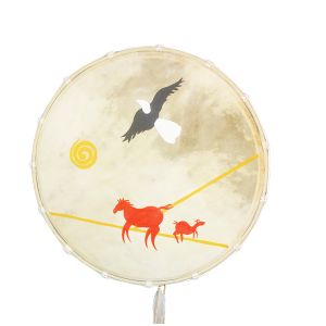 Rahmentrommel Steppe mit Adler und Pferd  A1, 45 cm kaufen München, Schamanentrommel kaufen Bayern, Indianer-Trommel kaufen BRD, shamanic-drum, frame-drum 18,5