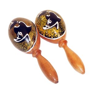 Bemalte kleine Holzrassel - lustiger Fisch kaufen München, Maraca kaufen Bayern, Baby-Rassel kaufen Erding, Holzrasseln kaufen BRD, Holz-Maraca, bemalte kleine Holzrassel - Mini-Maraka lustiger Fisch 