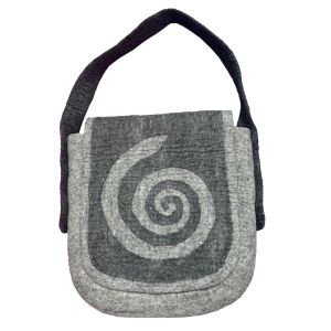 Filz-Rahmentrommeltasche hellgrau-rauchgrau, 39 cm kaufen München, buy hand made felt bag for 14,5
