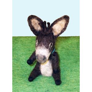 Filz-Fingerpuppe dunkelbrauner Esel kaufen München, Filzfingerpuppe grauer Esel  kaufen Bayern,  glove puppet dark brown donkey made of felt, natürliches Kinder-Spielzeug aus Filz, Filz-Finger-Puppe grauer Esel, Filz-Tier, Filz-arbeit, Filzfingerpuppe Ese