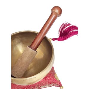 Klangschalen-Schlegel Holz, klein - beiges Leder kaufen München, Klangschalen-Schlägel kaufen Bayern, Klangschalenklöppel kaufen BRD, buy stick for singing bowl, Klangschalenschlegel zum Anreiben, Klangschalenschlögel Holz, klein - beiges Leder