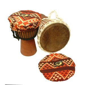 Djembe-Top Tribal-Art orange, 40 cm kaufen München, Djembe-Schoner, Tommel-Hut kaufen München, Djembe-Schutz, buy 15,7