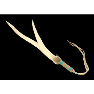 Federschmuck weißer Hahn türkises Garn, kaufen München, Hahnenfeder kaufen Bayern, weiße Feder mit türkisem Garn kaufen Erding, Schmuckfeder kaufen, Feder-schmuck weißer Hahn mit türkisem Garn