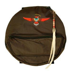 Rahmentrommel-Rucksack Deluxe braun, roter Adler - 49 cm kaufen München, Rahmentrommel-Tasche kaufen, buy backpack drum case for 18,5