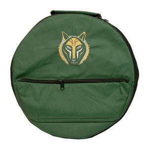 Rahmentrommel-Rucksack Deluxe dunkelgrün Wolf mit hellen Augen, 54 cm kaufen München, buy 20,5