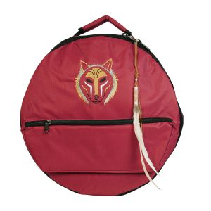 Rahmentrommel-Rucksack Deluxe rot Wolf mit dunklen Augen, 41 cm kaufen München, Rahmen-Trommel-Tasche kaufen BRD, buy backpack drum case for 15,3