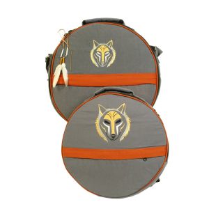 Rahmentrommel-Tasche CP rauchgrau, Wolf dunkle Augen - 49 cm kaufen München, Rahmentrommeltasche kaufen Bayern,  buy 18,5