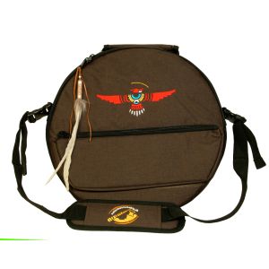 Rahmentrommel-Tasche Deluxe braun - roter Adler, 49 cm kaufen München, Rahmentrommeltasche kaufen Bayern, Schamanen-Trommel-Tasche kaufen Erding, buy drum case for 18,5