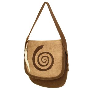 Rahmentrommeltasche Filz, braun-beige, 42 cm kaufen München, buy handmade bag from felt for 15,7