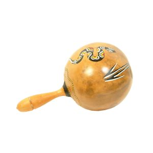 Kleine Kalebasse mit Schlange, Spirale und gelber Banderole kaufen München, Kokosrassel für schamanische Arbeit kaufen Bayern, Kalebasse-Shaker kaufen Erding, Maraca kaufen BRD, Rumba-Rassel kaufen, Rattle, Kokos-Rassel mit Schlange, Spirale und gelber Ba